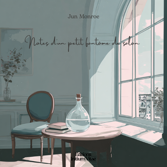 Image de couverture du livre Notes d’un petit fantôme de salon : une table simple, une carafe d’eau et un bouchon de liège dans un salon baigné de lumière douce.
