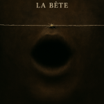 Illustration sombre et expressive représentant une silhouette partiellement engloutie dans l’ombre, avec une bouche béante à peine visible. visuel de couverture du livre Ne pas nourrir la bête de Nina Hope.